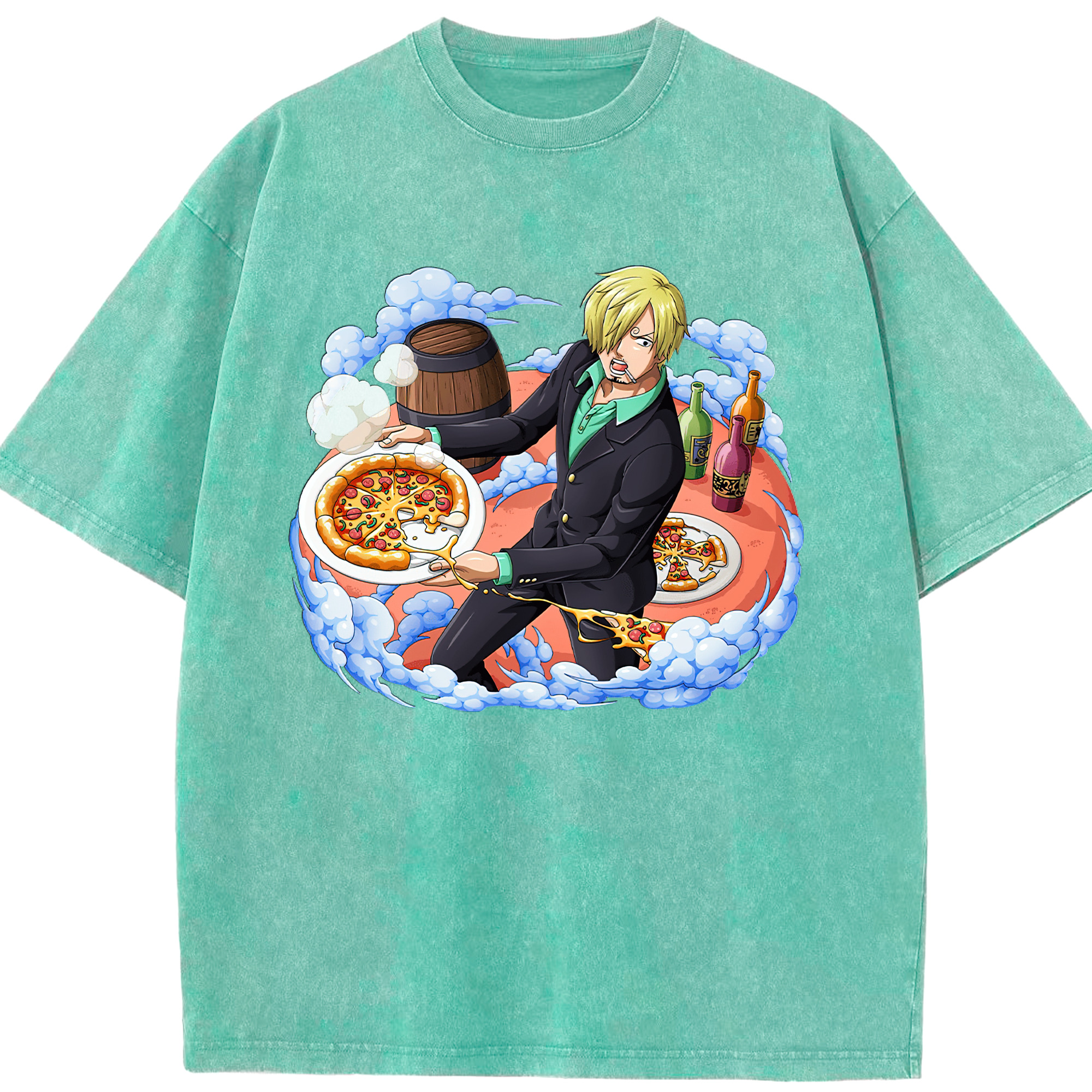 ワンピース サンジ ONE PIECE Sanji 綿100% ヴィンテージ風 半袖Tシャツ（フロントプリント）